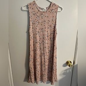 pale pink floral t shirt dress with pockets: 1x